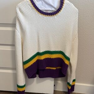 Show Me Your MuMu White and Purple Striped Sweater